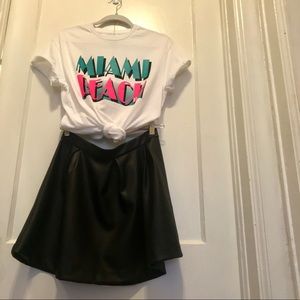 Black faux leather  mini skirt
